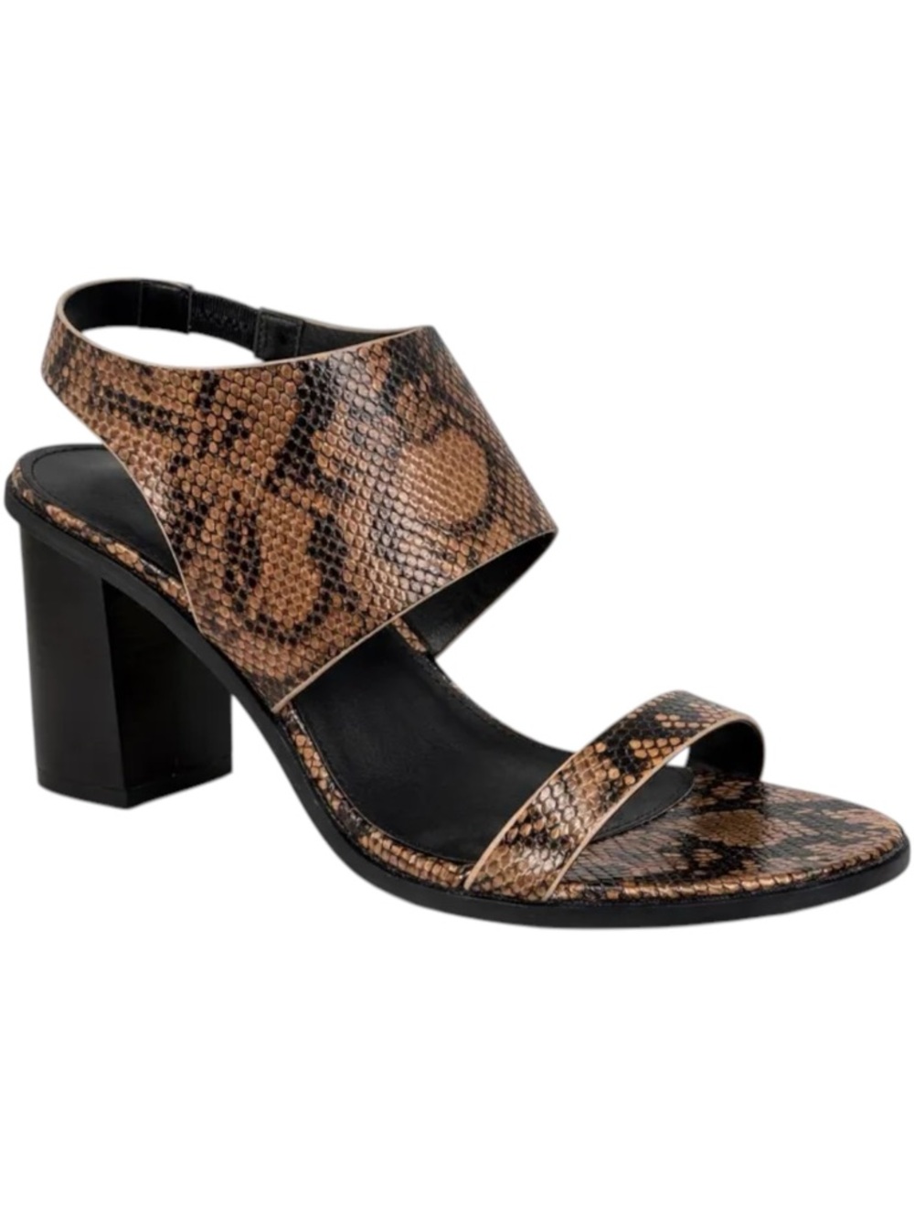 French Connection Lori Block Heel Snakeskin Print Dress Sandals